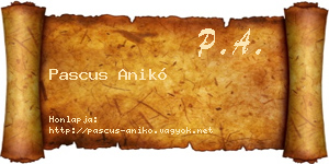 Pascus Anikó névjegykártya